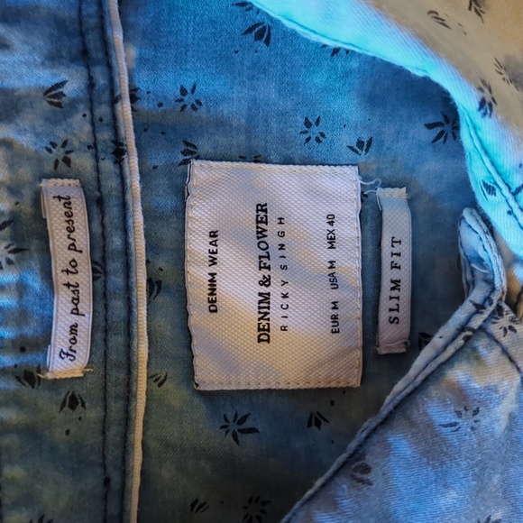 Denim & Flower Ricky Singh SS Button Down Shirt. Sz M - Picture 4 of 13